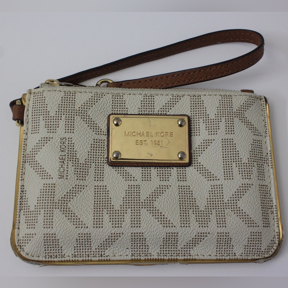 Michael Kors Beige and Gold Wristlet